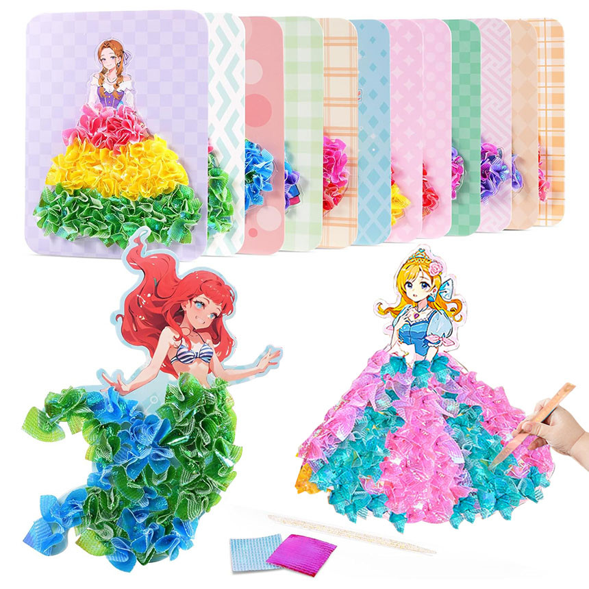 

Children's Fabric Art Craze Poke Drawing Craft Toys Creative Puzzle Puncture Painting Poking Sticker Kids Birthday Gift For Girl