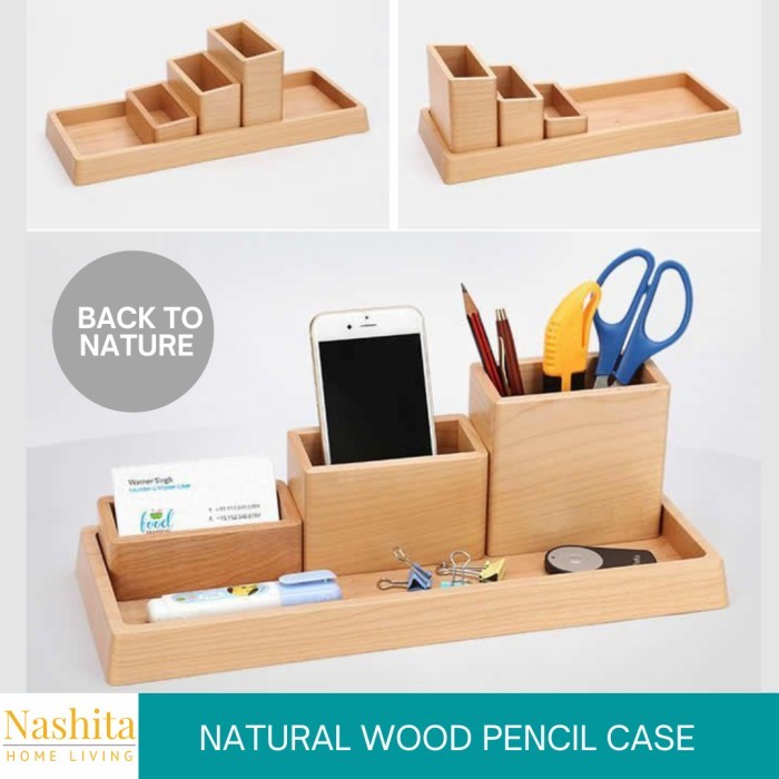 

Kotak pensil tempat pensil kayu Wood pen holder