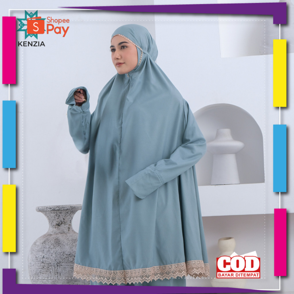 [PREMIUM ORIGINAL] KENZIA - Mukena Dewasa Haji dan Umroh Berlengan Renda Katun Mikro Nazifa
