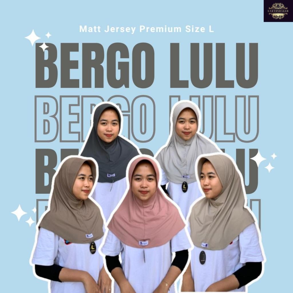 HIJAB SPORT BERGO SIZE L MATT JERSEY PREMIUM BY LULU - BERGO LULU