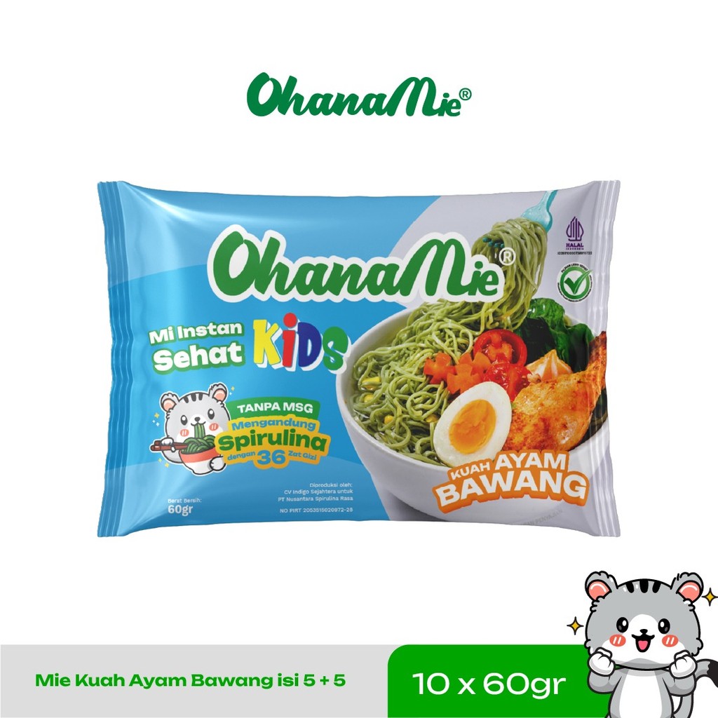 

Ohanamie Mie Sehat Anak Spirulina Varian Ayam Bawang isi 5 dapat 5 pcs
