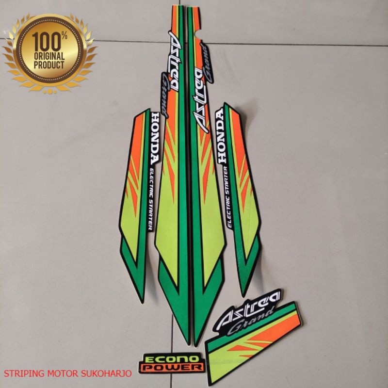 (ORI) STRIPING HONDA ASTREA GRAND BULUS KAPSUL LIST BODY 1993 HIJAU KUNING kualitas original