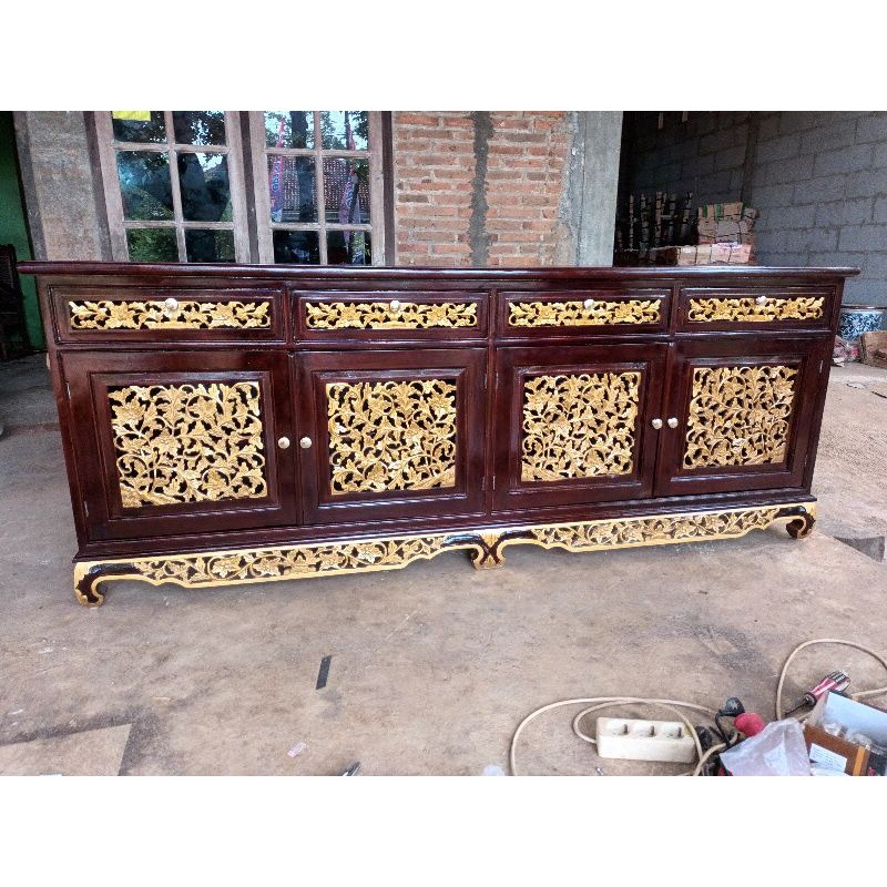 BUFET PALEMBANG 150 CM FURNITURE JATI LEMARI KABINET PALEMBANG KAYU JATI BUFET PALEMBANG UKIRAN FURN