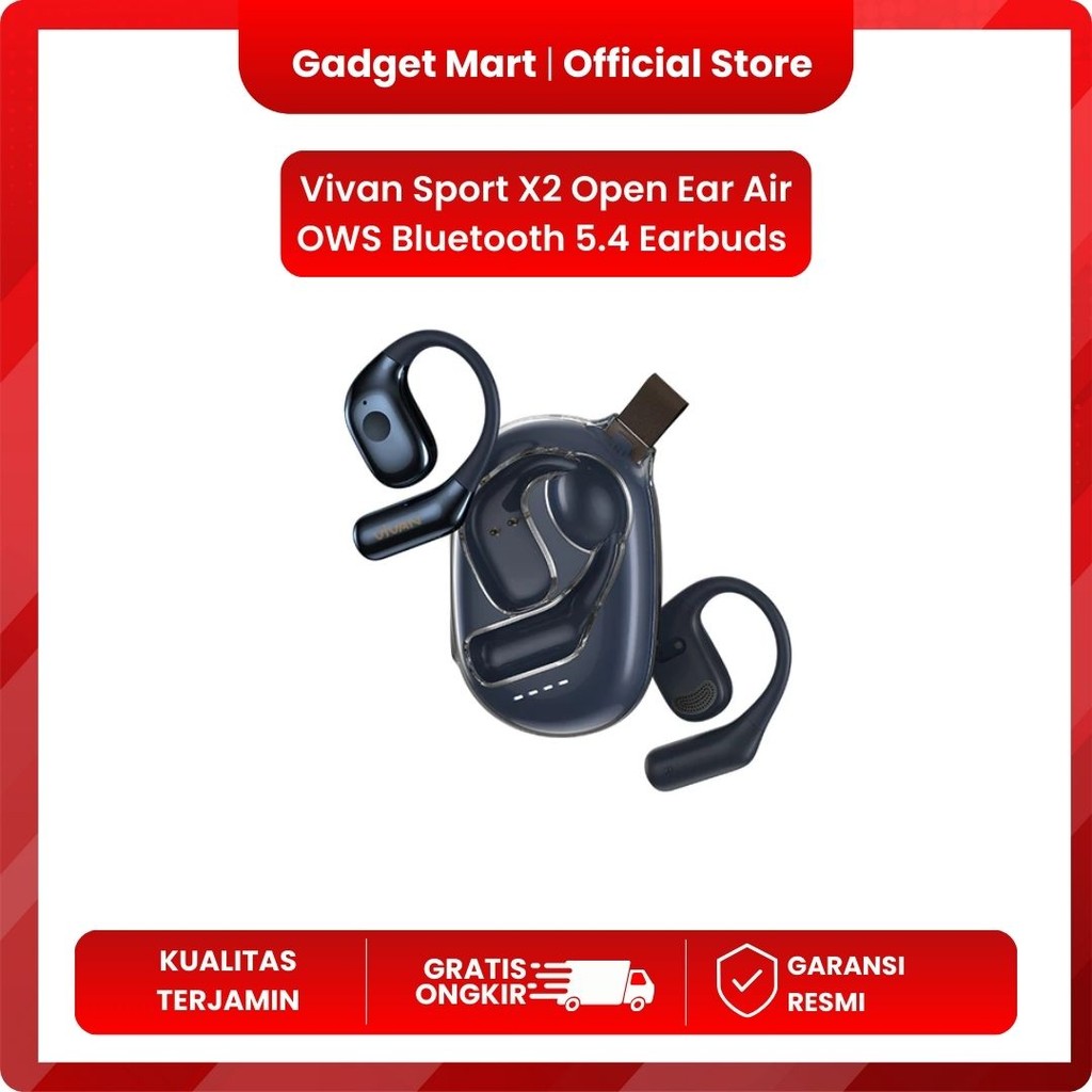 Vivan Sport X2 Open Ear Air OWS Bluetooth 5.4 Earbuds Earphone 4 Mic ENC BLUE