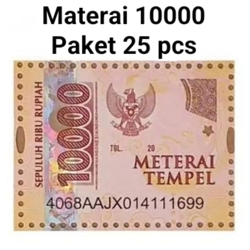 

Materai 10000 Paket 10 pcs ( terbukti lolos ultraviolet)