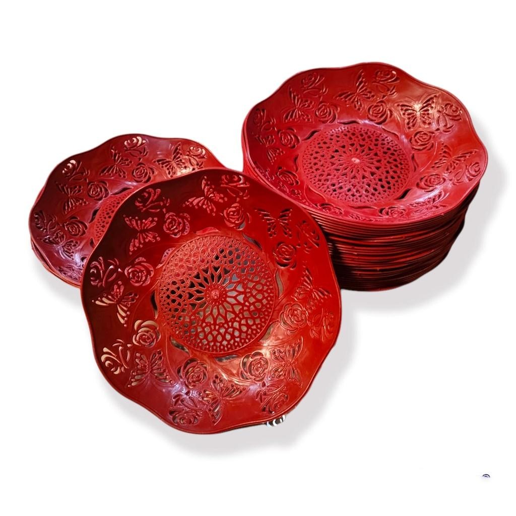 LLC PIRING UKIR MOTIF BUNGA - PIRING PLASTIK UKIR - PINGUIN