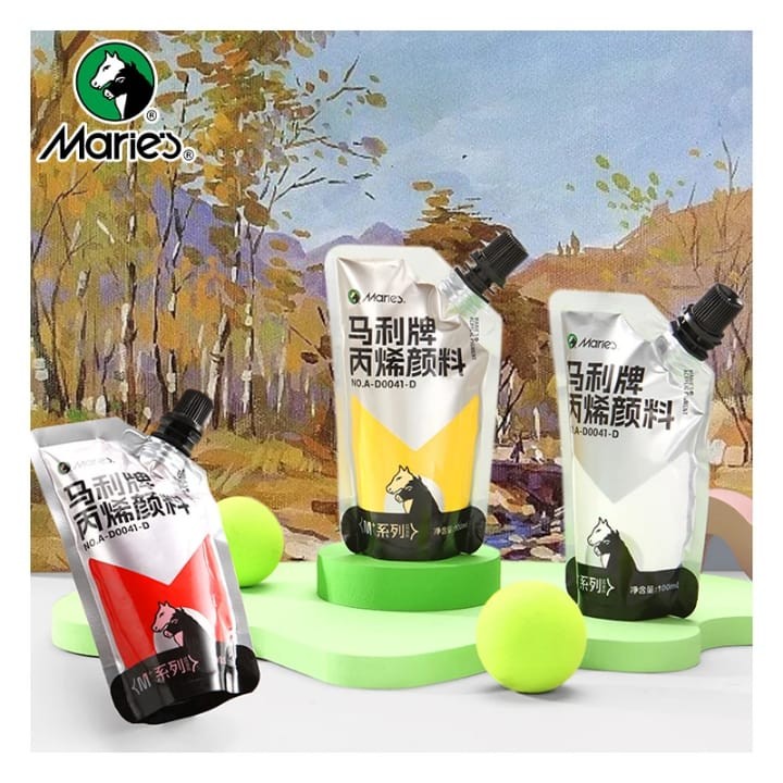 

RSK 100Ml Cat Maries Acrylic Paint Bag Color Akrilik Maries Formula Baru Warna Cerah dan Tahan Lama