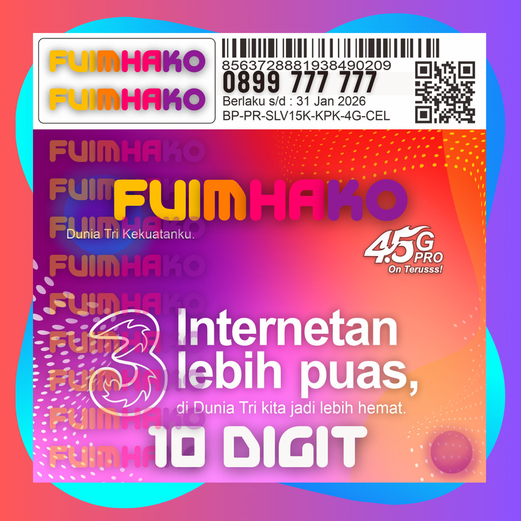 Nomor Cantik Tri Kartu Perdana Three Prabayar 10 Digit FMK8