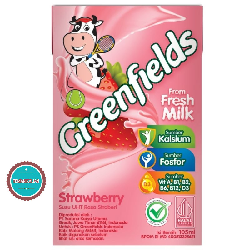 

GREENFIELDS STRAWBERRY MILK 105ML 1 KARTON ISI 40PCS