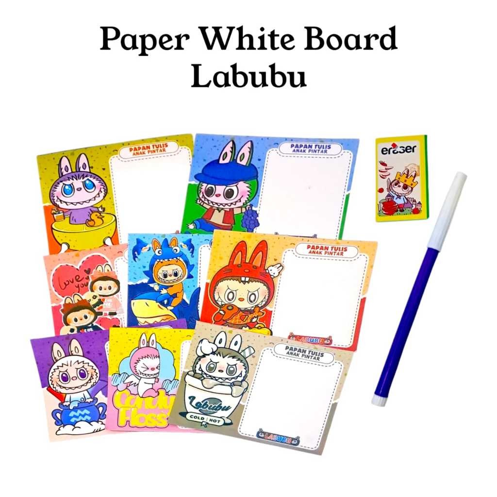 

Mainan Edukasi PAPAN TULIS MINI LABUBU free spidol / mini papan tulis wipe clean