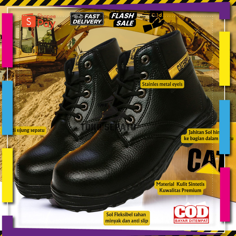 [PREMIUM ORIGINAL] Sepatu Safety Pria Boots Caterpillar Septy Ujung Besi - Safety Shoes Boots Steel 