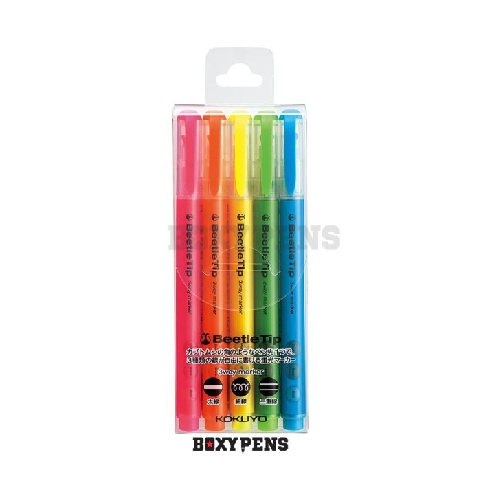 

Kokuyo Beetle Tip 3way Highlighter Pen - 5 Color Set