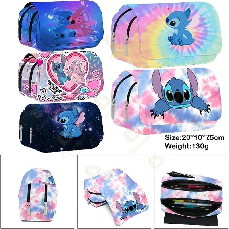 

Dis Pink Lilo & Stitch Theme Styles Pencil Bag Nylon Pencil Case Children Black School Supplies High Quality Stationery Bag