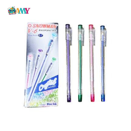

(1PAK ISI 12PCS) SNOWMAN BALLPOINT V-6 HITAM AMY STASIONARY
