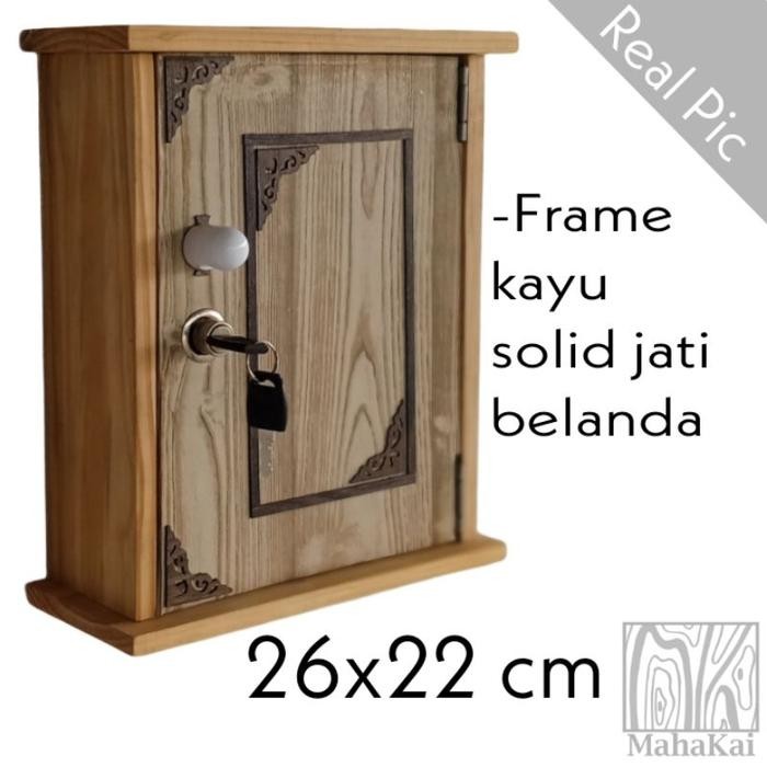 Kotak saran motif kayu kunci wood box amal tempel dinding