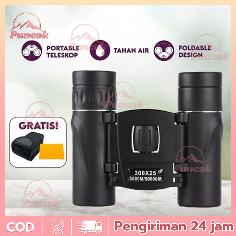 【PUNCAK】Teropong Lipat Jarak Jauh Binoculars Compact Zoom Desain Kecil Kekeran Jernih Bagus 1000 mtr