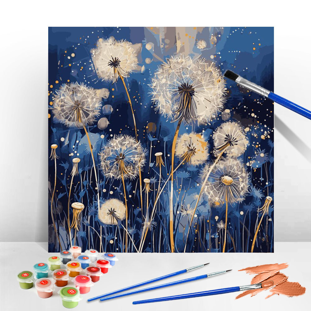 

AZQSD Picture Oil Painting by Numbers Dandelion Flower Oil Painting on Canvas Landscape Hand Paint Kits Unique Gift for Children