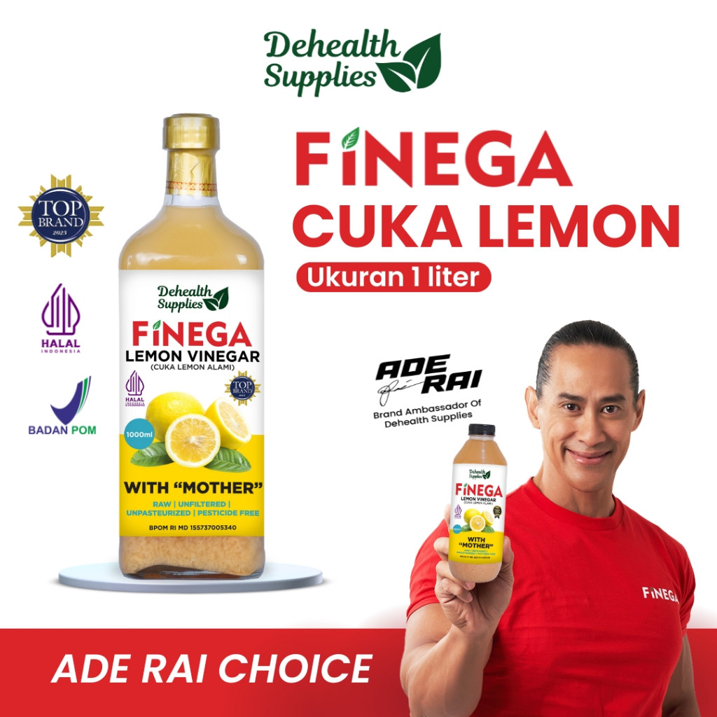 

Dehealth Supplies FINEGA CUKA LEMON 1L Kemasan Kaca