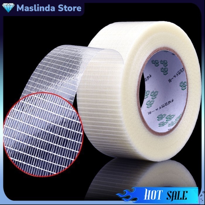 

Lakban Pita Serat Jaring Multifungsi Lakban Fiber Tape Super Strong Fiber Tape Grid 25M - 30mm