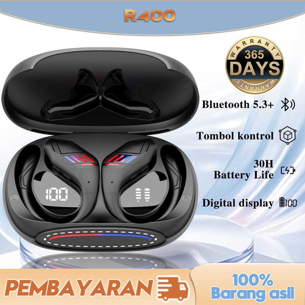 R400 Headset Bluetooth 5.3 Wireless Earphone Long Battery HiFi Waterproof Bass Earbuds
