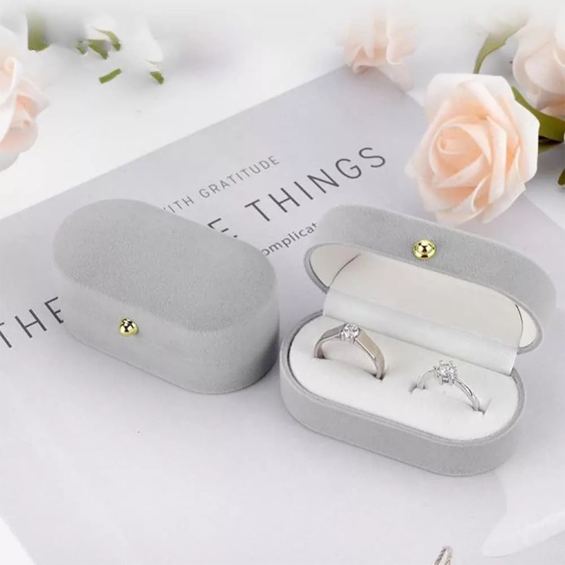 【Produk Baru】Kotak Cincin Couple 2 cincin Model Beludru Kotak Cincin Perhiasan Sepasang Box Perhiasa
