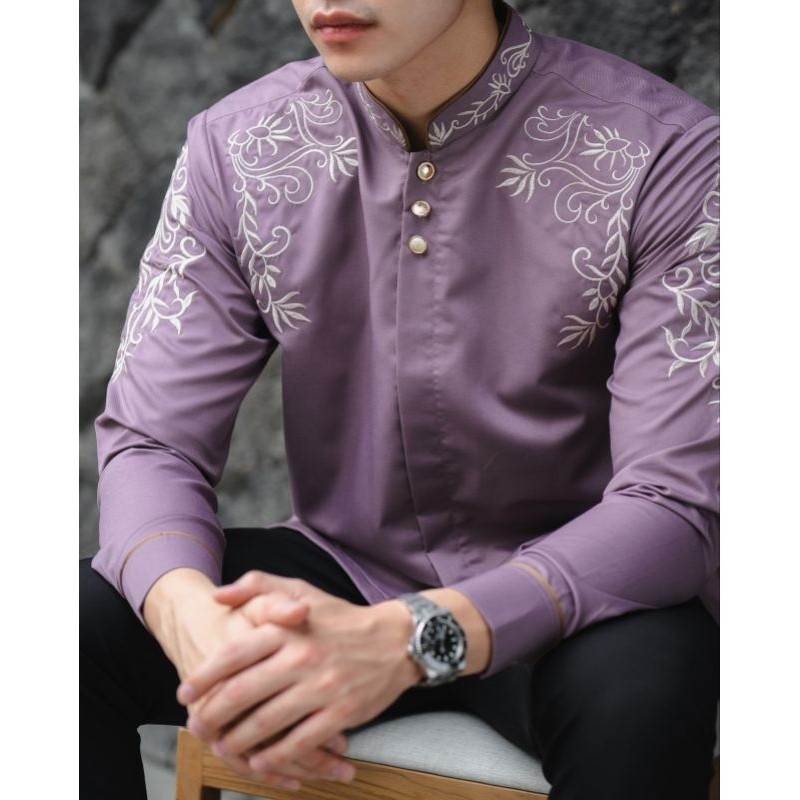 Kemeja Bordir Pria NUC.ID Abinaya 06 (Ungu)