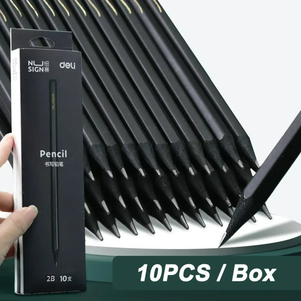 

10Pcs 2BHB Wooden Pencils Simple Black Standard Pencil Korean Stationery Writing Sketch Drawing Tools Kids Gifts Office Supplies