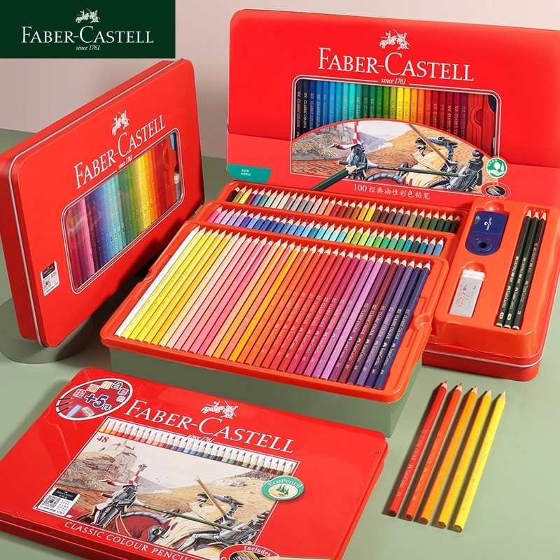 

Faber-castell 36/48/72/100 Professional Oil Based Coloured Pencils Hand Colouring Brush Set