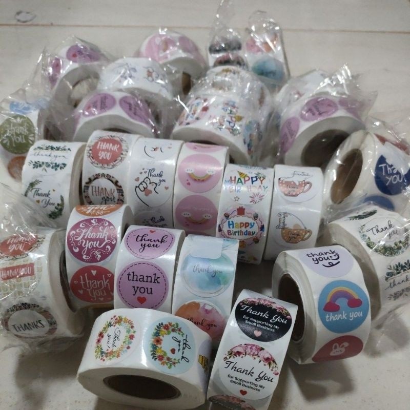 

stiker thanks you 2,4cm 1 rol isi 500pcs