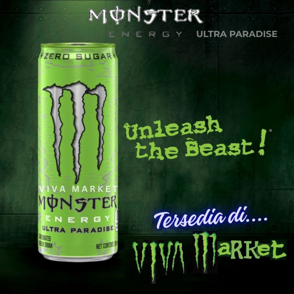 

Monster Energy Drink 355ml. Ultra Paradise. Zero Sugar. Bebas Gula. Halal