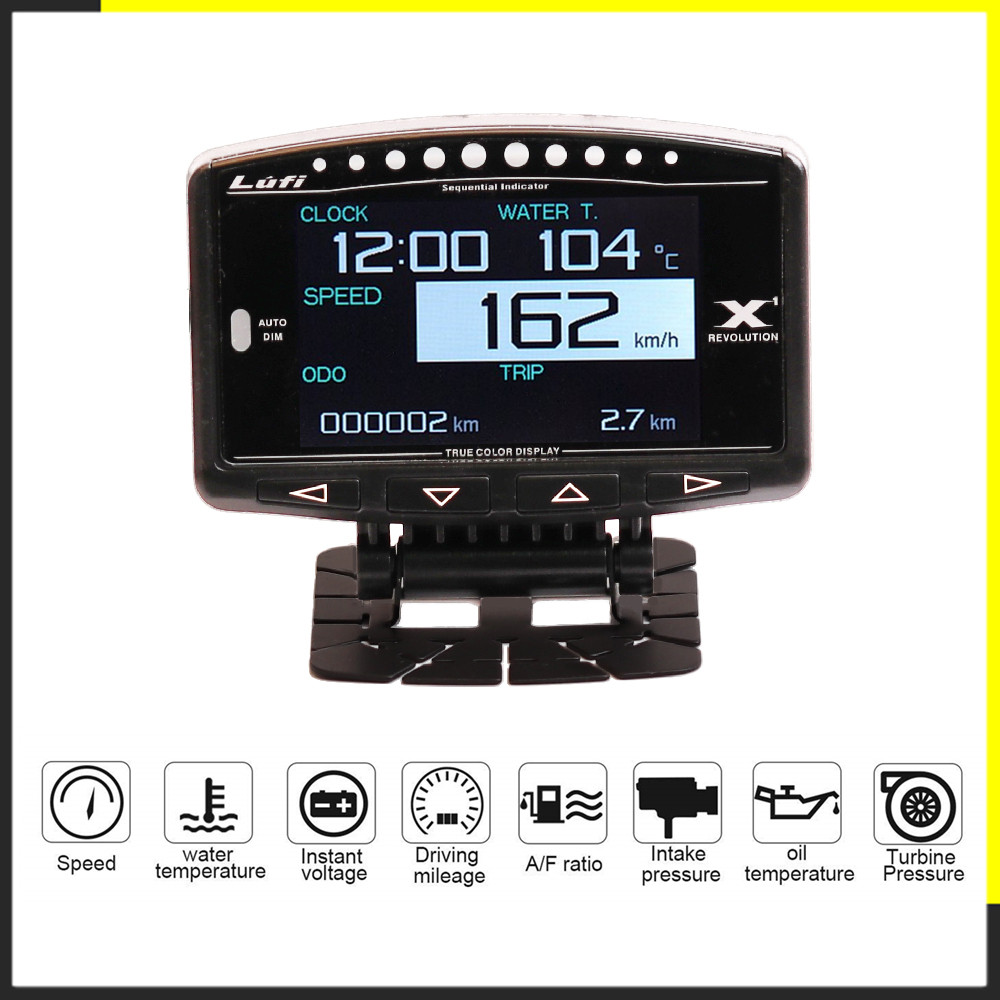 LUFI X1 English Version OBD2 Plug digital Turbo boost oil pressure temperature gauge for car Afr RPM