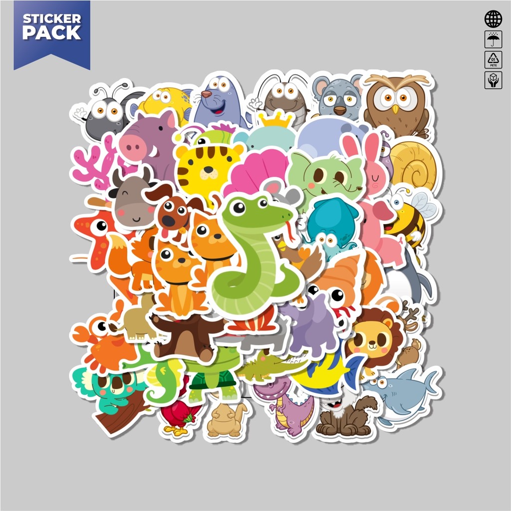 

[100PCS]Stiker Pack Stiker Animal [Hewan Hewan] Aesthetic Vinyl Anti Air Dekorasi Sticker Laptop Buku Journal Koper Helm Casing HP Gitar Helm Skateboard