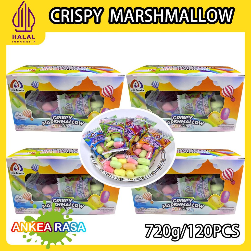 

[Halal] 4 box/120 Pcs-Crispy Marshmallow- Various Fruit Flavors