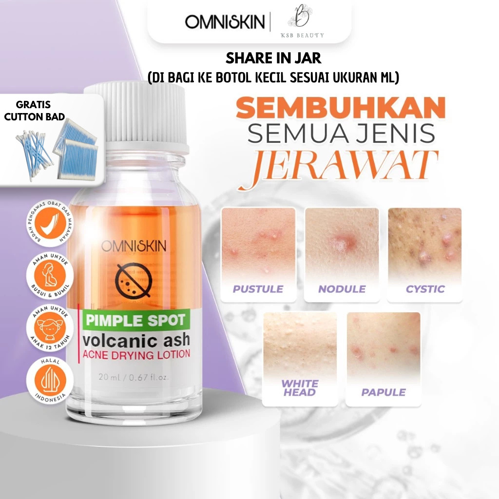 OMNISKIN - Cica Volcanic Ash Pimple Drying Lotion -SHARE IN JAR- Obat Totol Jerawat 20ml