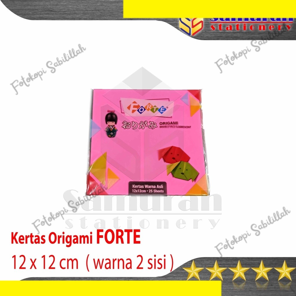 

Kertas Origami Kecil Forte isi 25 Lembar / 1 Pak Kertas Lipat TK 12x12 - 2 Sisi Sama Warna