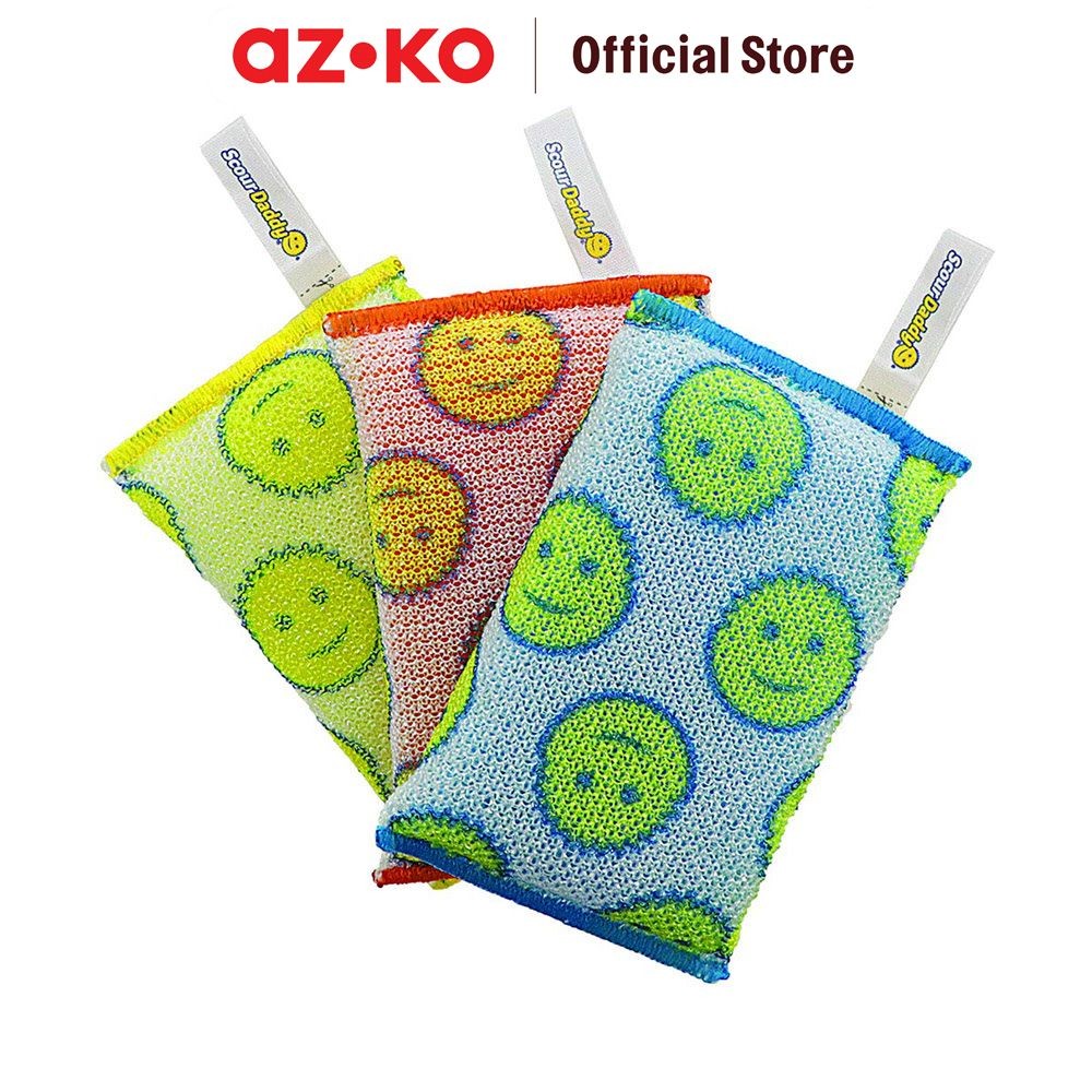 AZKO Scrub Daddy Set 3 Pcs Scrubber Scour Daddy Sabut Gosok Scouring Pad Spons Kasar Pembersih Panci