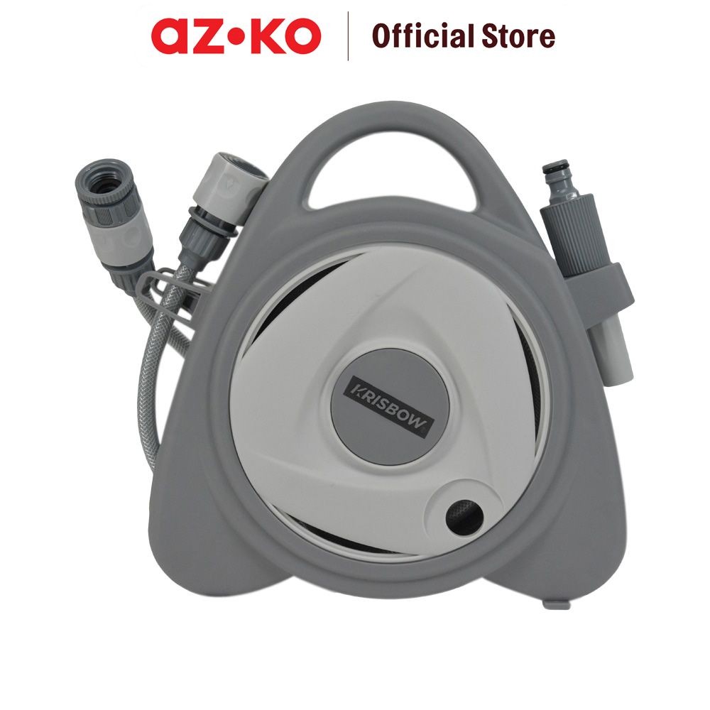 AZKO Krisbow Garden 10 mtr Selang Air Dengan Penggulung Manual Garden Hose Selang Air Serbaguna Perl