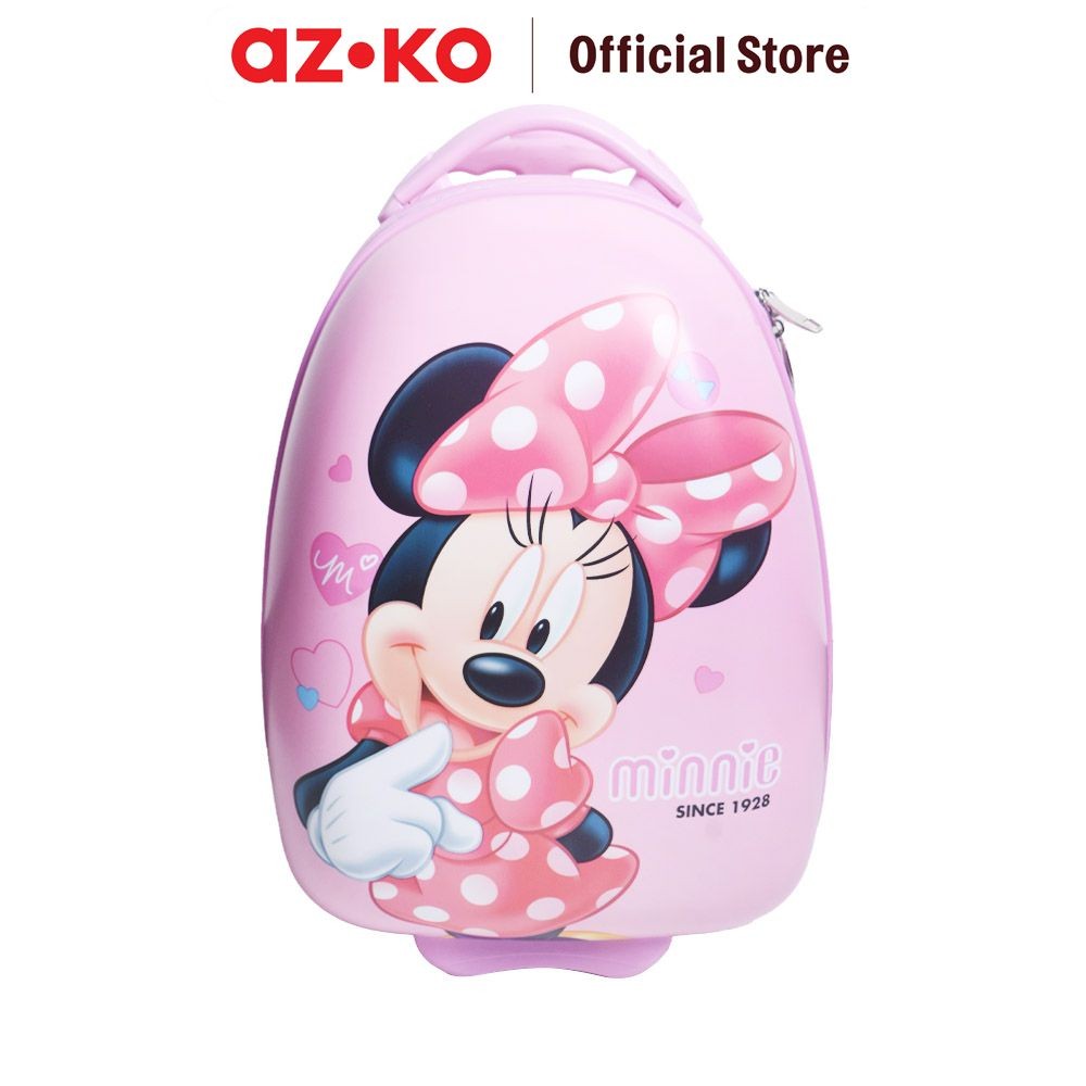 AZKO Disney 16 inci Koper Anak Pc & Abs Egg Minnie Mouse - Pink Trolley Bag Tas Sekolah Anak Tas Tro