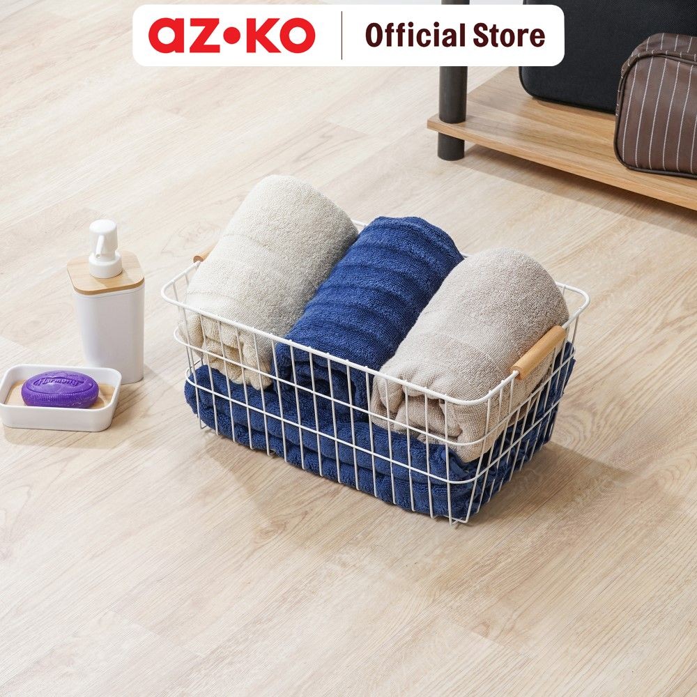 AZKO Stora Keranjang Penyimpanan Handle Storage Basket Kotak Penyimpanan Serbaguna Bin Organizer Tem