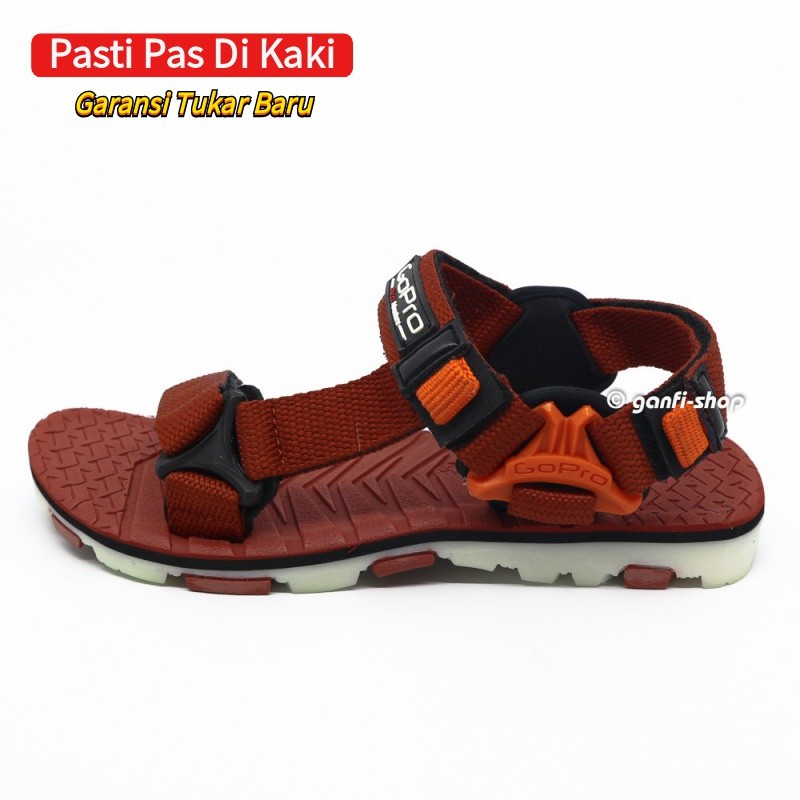 GOPRO Kalimanjaro 03 Sandal Gunung Pria Velcro Sintetis Berkualitas Warna Merah Bata Ukuran 39-43