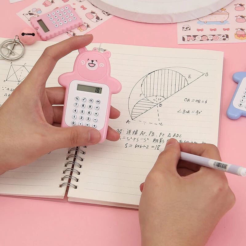 

(GAT) Calculator Mini Portable Motif Bear Kalkulator Mini 8 Digit Tombol Karet