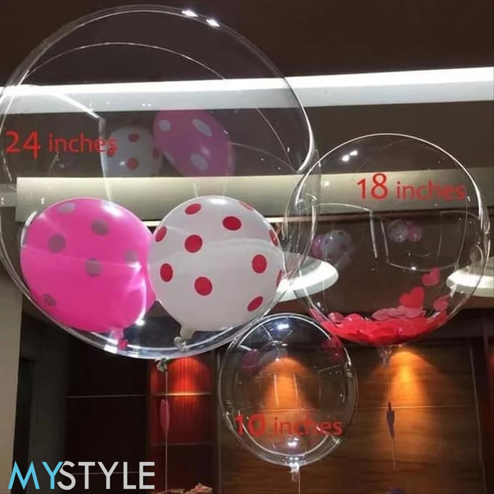HAPPY TIME BOBO BALON PVC  PVC 1 PACK (ISI 50 PCS) 12/18/24/36 INCH (BALON SAJA) TRANSPARAN BALON LE