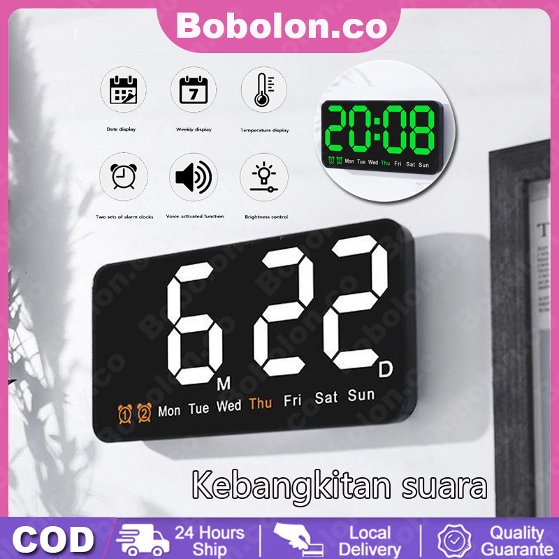 Bobolon Jam Meja Dinding Digital LED Dengan Layar Besar Dan Fitur Multifungsi  Jam Digital LED Besar