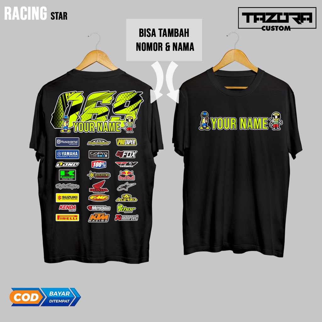 Kaos sablon satuan - Kaos Request Racing Murah - kaos bebas Nama Dan No Racing - Kaos sablon depan d