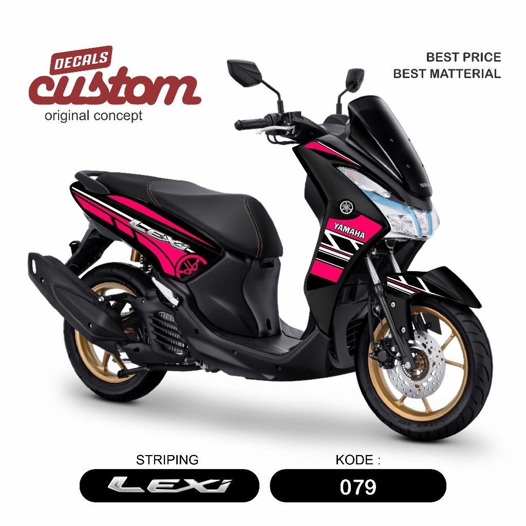 stiker body yamaha  lexi 155 2018 2022 striping yamaha lexi les garis logo yamaha lexi pink