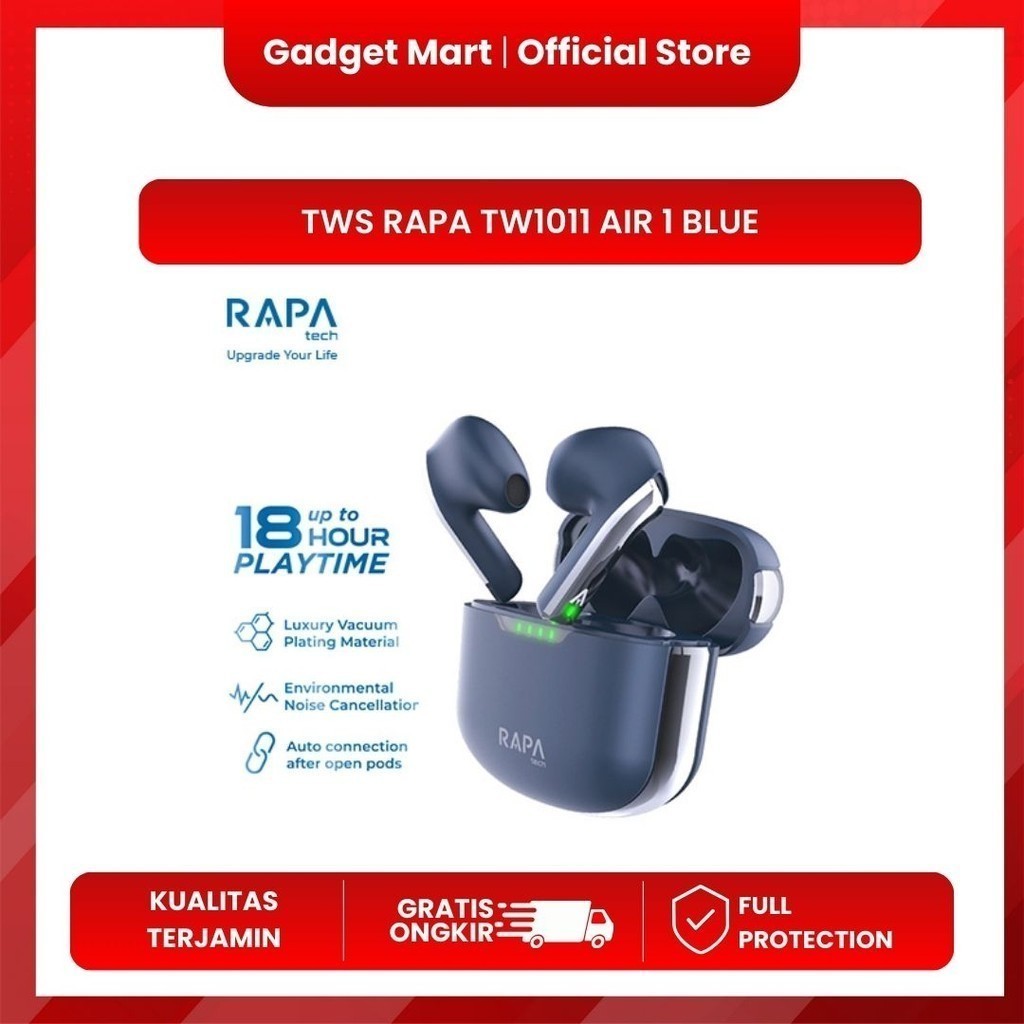 RAPAtech Air I TW1011 TWS Hi-Bass Audio Headset Bluetooth 5.3 RAPA