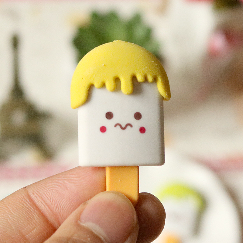 

1pc Ice Cream Eraser Creative Cartoon Meng Wu Eraser Student Stationery Supplies Wholesale