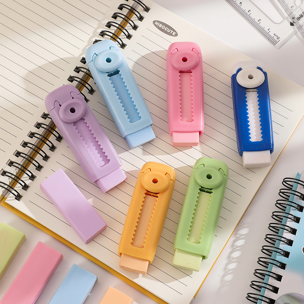 

2set Student Push Propelling Eraser Retractable Pencil Rubber Drawing Erasers Children's school supplies Office