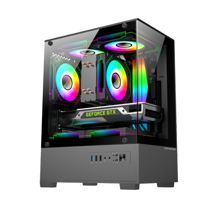 Casing Case PC Gaming ITX M-ATX NYK Nemesis Notus T68 Free 3 Fan RGB