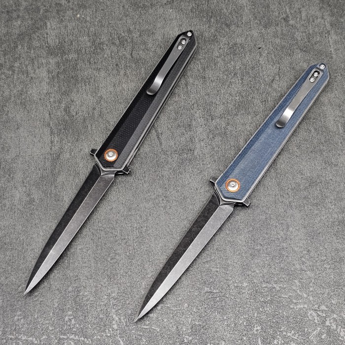 Pisau Lipat Stiletto Micarta Handle D2 Blade Outdoor EDC Knife